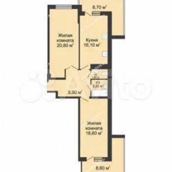 Продается 2-х комнатная квартира, 79,5 м²