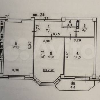 Продается 2-х комнатная квартира, 63,8 м²