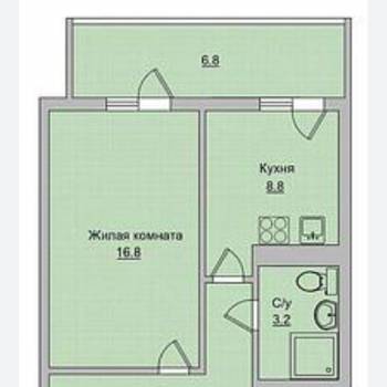 Продается 1-комнатная квартира, 37,5 м²