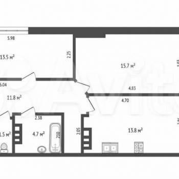 Продается 2-х комнатная квартира, 61 м²