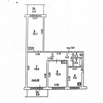 Продается 3-х комнатная квартира, 61 м²