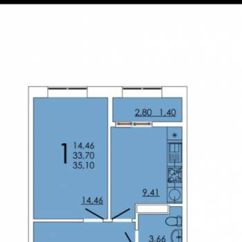 Продается 1-комнатная квартира, 35,1 м²