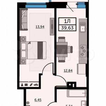 Продается 1-комнатная квартира, 40,7 м²