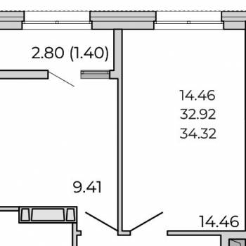 Продается 1-комнатная квартира, 34,32 м²