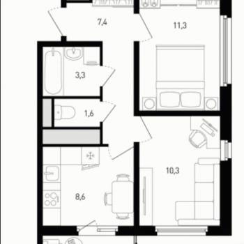 Продается 2-х комнатная квартира, 46 м²