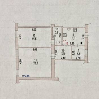 Продается 2-х комнатная квартира, 60 м²