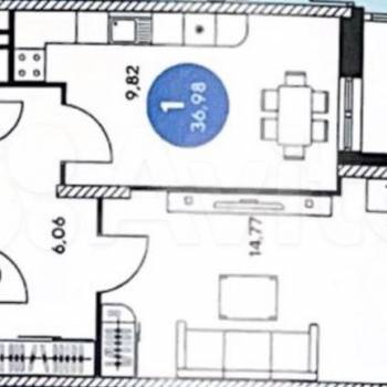 Продается 1-комнатная квартира, 37,5 м²