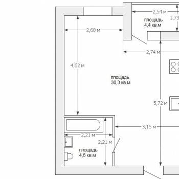 Продается 1-комнатная квартира, 35,9 м²