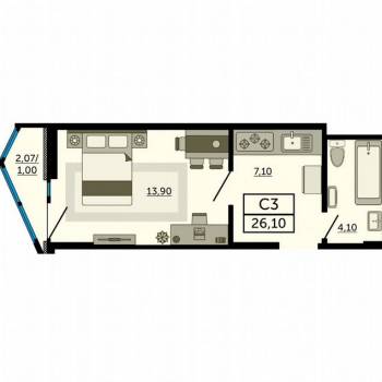 Продается 1-комнатная квартира, 27 м²