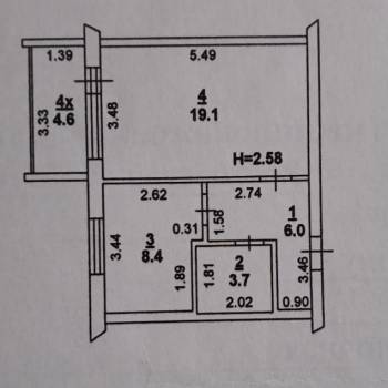 Продается 1-комнатная квартира, 39,5 м²