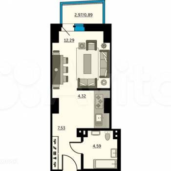 Продается 1-комнатная квартира, 29,5 м²