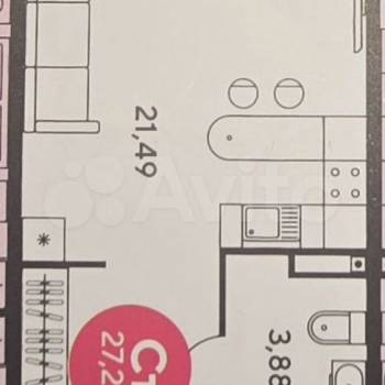Продается 1-комнатная квартира, 27 м²