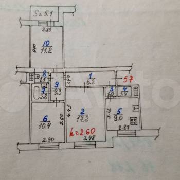 Продается 3-х комнатная квартира, 64 м²