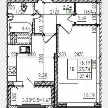 Продается 1-комнатная квартира, 37,4 м²