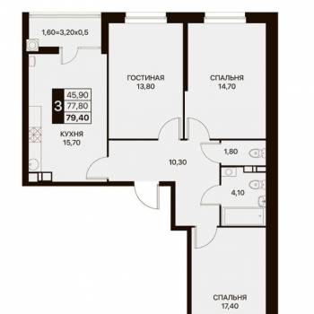 Продается 3-х комнатная квартира, 77,7 м²
