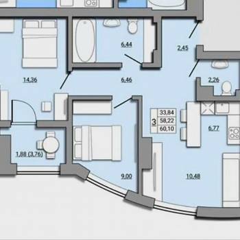 Продается 2-х комнатная квартира, 59 м²