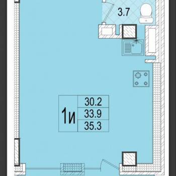 Продается 1-комнатная квартира, 35,3 м²