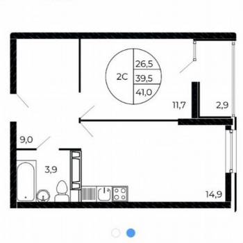 Продается 1-комнатная квартира, 41 м²