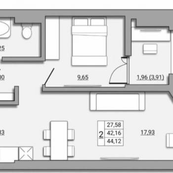 Продается 2-х комнатная квартира, 44 м²