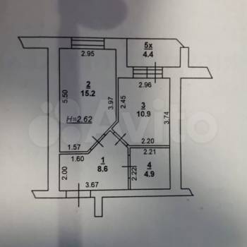 Продается 1-комнатная квартира, 44 м²