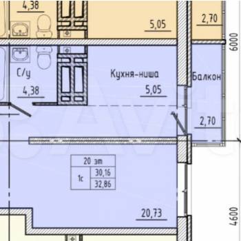 Продается 1-комнатная квартира, 32,9 м²
