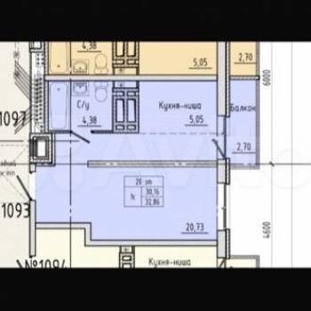 Продается 1-комнатная квартира, 32,9 м²