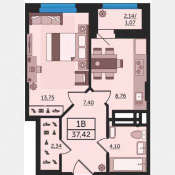 Продается 1-комнатная квартира, 37,4 м²