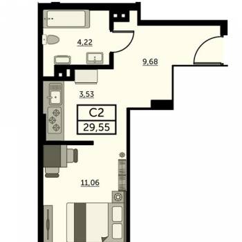 Продается 1-комнатная квартира, 29,5 м²