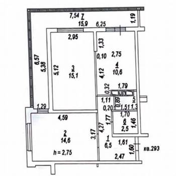 Продается 2-х комнатная квартира, 50,6 м²