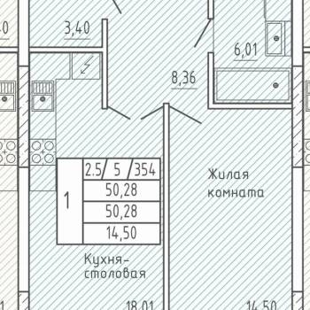 Продается 1-комнатная квартира, 50,3 м²