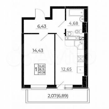 Продается 1-комнатная квартира, 38 м²