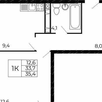 Продается 1-комнатная квартира, 37,2 м²