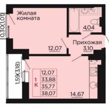 Продается 2-х комнатная квартира, 35,9 м²