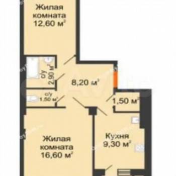 Сдается 2-х комнатная квартира, 54 м²