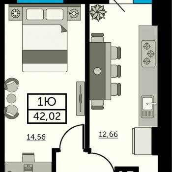 Продается 1-комнатная квартира, 42,2 м²
