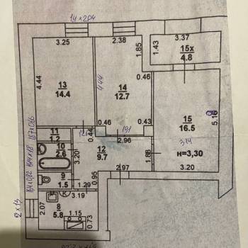 Продается 3-х комнатная квартира, 64,4 м²