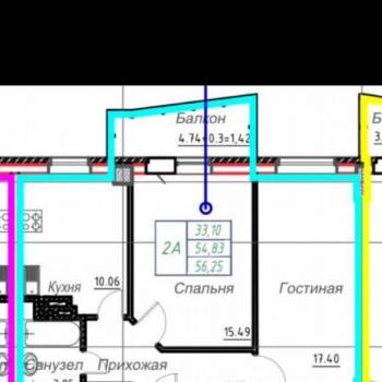 Продается 2-х комнатная квартира, 60 м²