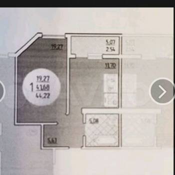 Продается 1-комнатная квартира, 44 м²