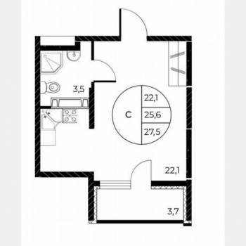 Продается 1-комнатная квартира, 29,3 м²