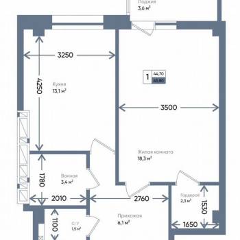 Сдается 1-комнатная квартира, 45,2 м²