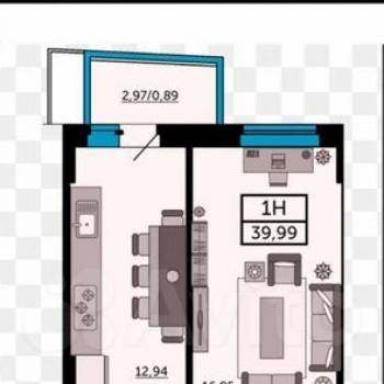 Продается 1-комнатная квартира, 42 м²