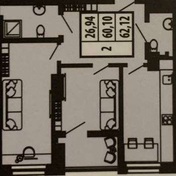 Продается 2-х комнатная квартира, 62 м²