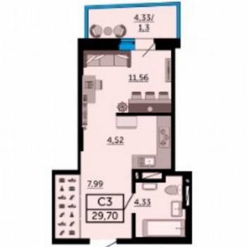 Продается 1-комнатная квартира, 30 м²