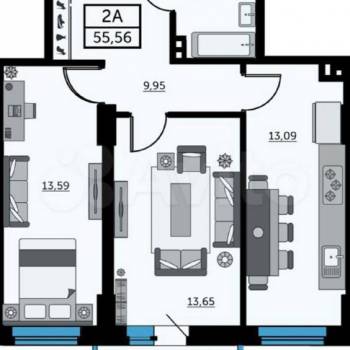 Продается 2-х комнатная квартира, 55 м²