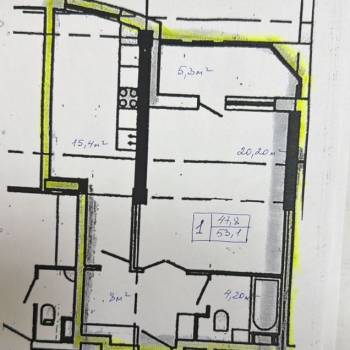 Продается 1-комнатная квартира, 55 м²