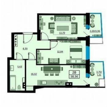 Сдается 2-х комнатная квартира, 58 м²