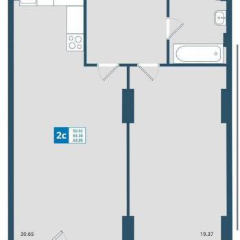 Продается 2-х комнатная квартира, 63,9 м²