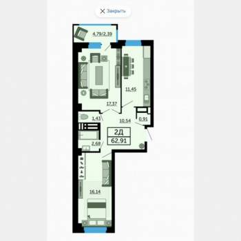 Продается 2-х комнатная квартира, 64,4 м²