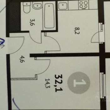 Продается 1-комнатная квартира, 32,1 м²