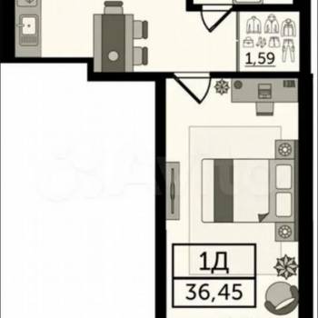 Продается 1-комнатная квартира, 37 м²